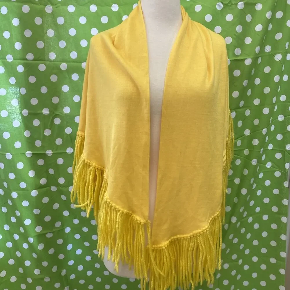 Sally Gee 100% Acrylic Fibre Japan Bright Yellow Scarf vintage K18